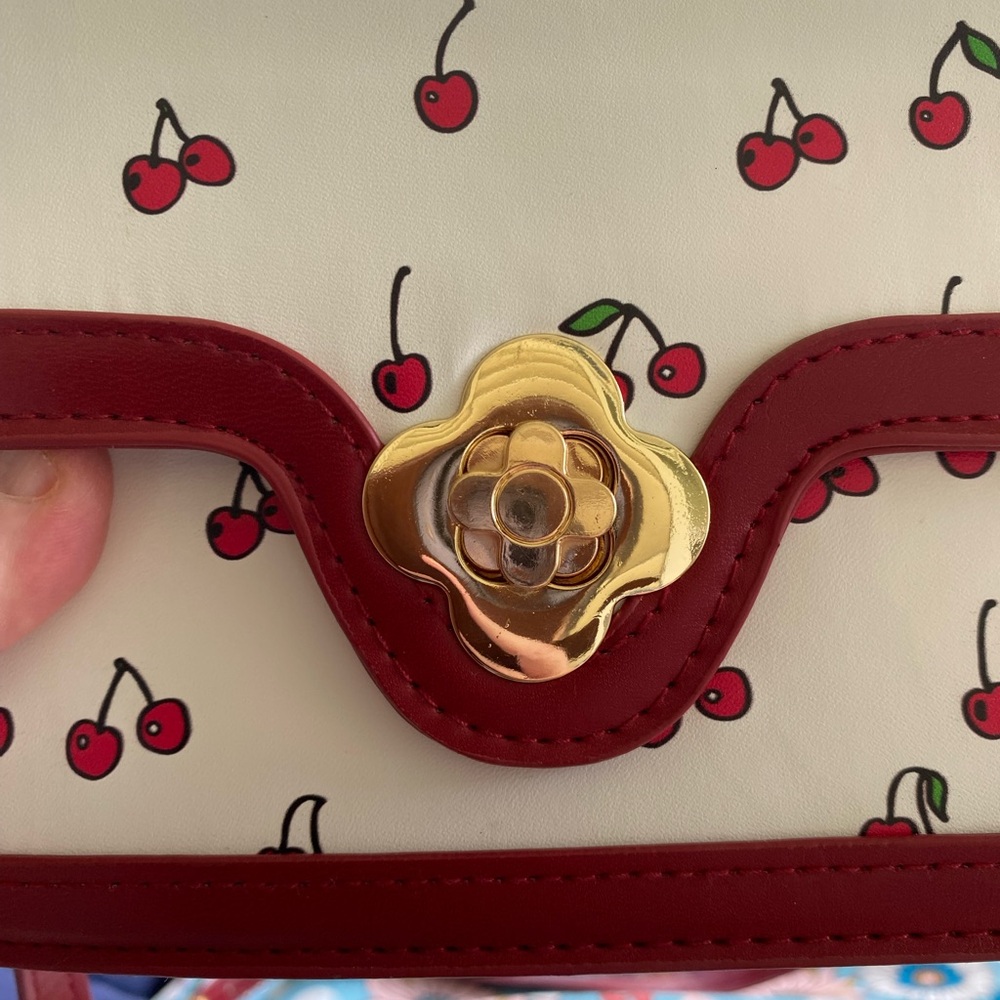 Cherry Print Red and White Women's Bag - Picture 8 of 15